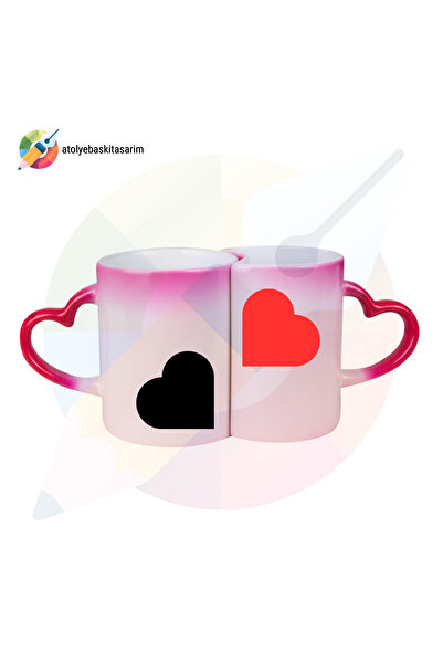 CERCİBAZAAR Magic Mug for Couples - Heat Changing Romantic Design, Special fo...