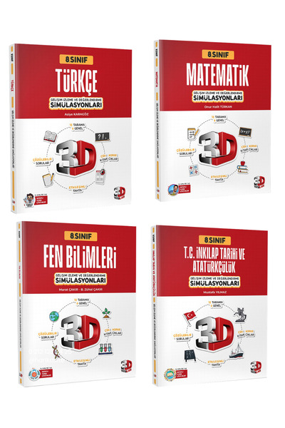 3D Yayınları 8. Sınıf Türkçe, Matematik, Fen Bilimleri, T.C İnkılap Tarihi Ba...