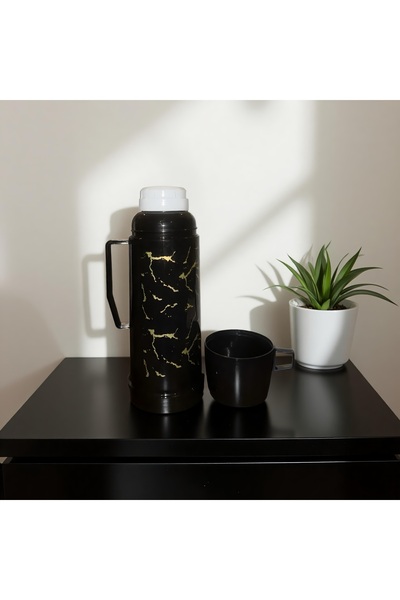 OEM Thermos with handle and lid-cup, 0.45 L, thermal insulation, elegant blac...