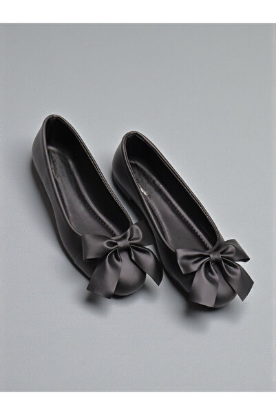 HFKY Round Toe Ribbon Detailed Ballerinas