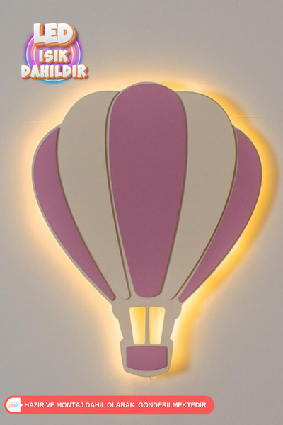 UmayBabyDekor 1 Adet Pembe Balon Gece Lambası Bebek Çocuk Odası Duvar Dekoras...