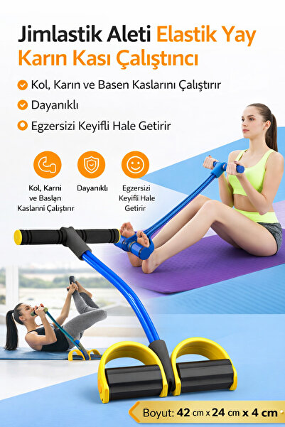 Hane Dostu Jimlastik Aleti Elastik Yay Karın Kası Çalıştırıcı Kol Bel Basen E...