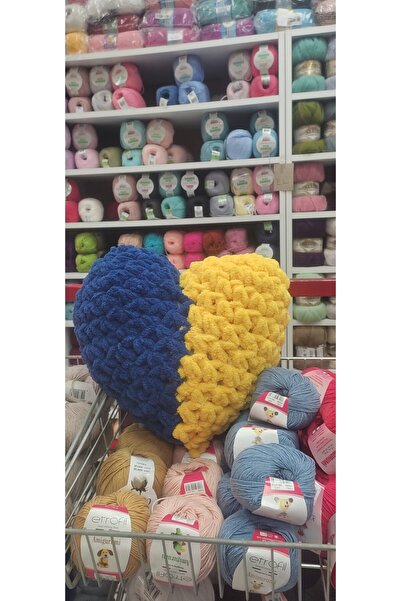 Kevser nur tuhafiye Taraftar puffy yastık sarı lacivertli