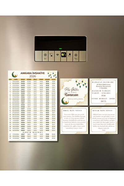 Renkia Studio 2026 Ankara Ramazan İmsakiyesi Magnet Seti | Dua, Niyet ve Bayr...
