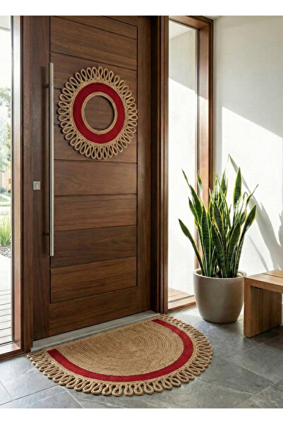 HomeTurko Rustic Jute Welcome Set of 2 Natural Door Mat Door Decoration Wreat...