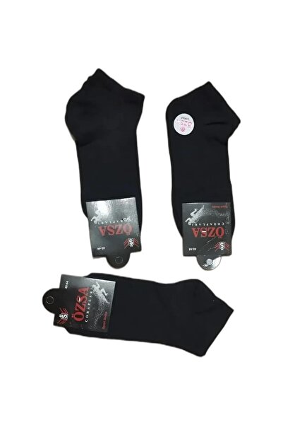 EfemİcGiyim Men's Plain Black Color Booties Socks 12 Pack