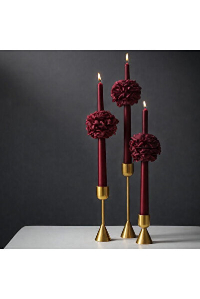 Candle Vanilya Kokulu Şamdan Mum 3 Adet Şakayıklı Şamdan Mumu (Şamdanlar Hariç)