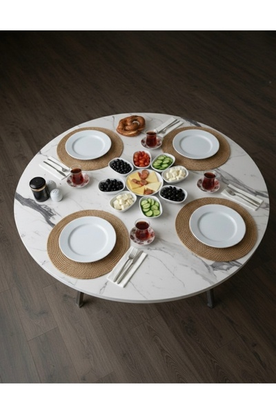 çizgi design 100 cm çap mermer desen katlana bilir Yer sofrası-oyun masası-ha...