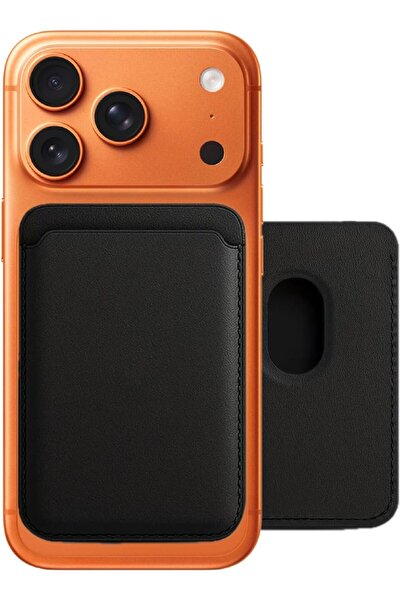 GTC iPhone Siyah Magsafe Özellikli Deri Kartlık Manyetik Telefon Cüzdanı Siyah