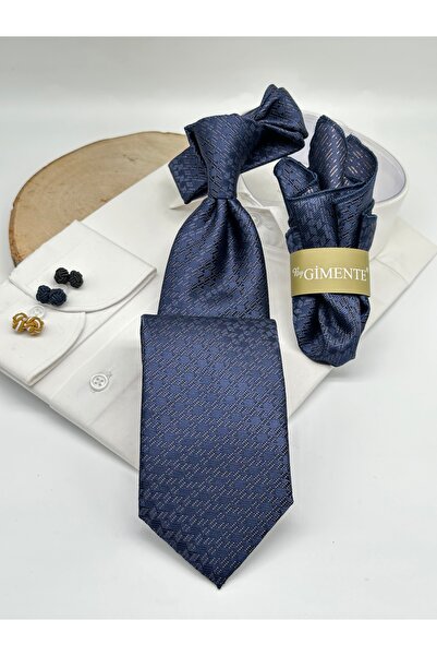 Gutiero Cravată clasică batistă cu model bleumarin