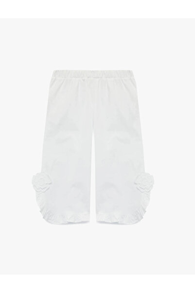 Koton Poplin Ruffled White Baby Girl Trousers 6Smg40008Aw