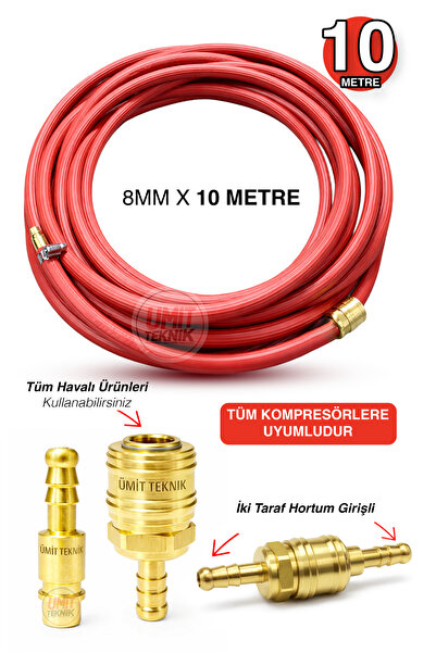 PROXTECH Profesyonel Kırılmaz Termo 8mm 10 Metre Rekorlu Kompresör Hava Hortu...