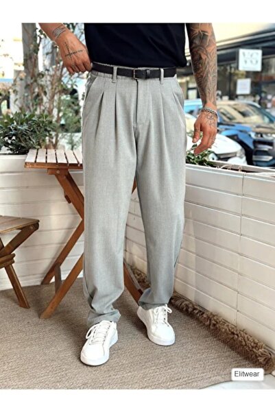 ElitWear Erkek Baggy Rahat Kalıp Pileli Salaş Pantolon