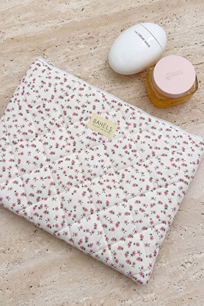 BAHELS Pembe Çıtır Çiçek XL Macbook ve Tablet Uyumlu Portföy Çanta