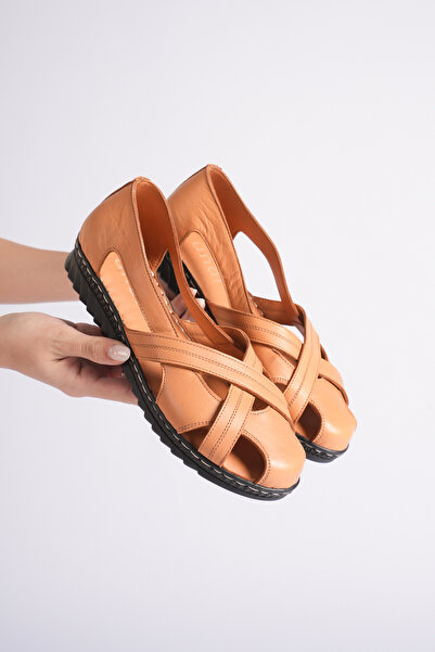 AYAKKABİSEPETİ Genuine Leather Orthopedic Women's Sandals