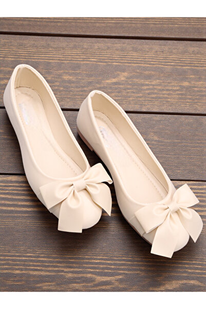 HFKY Round Toe Ribbon Detailed Ballerinas