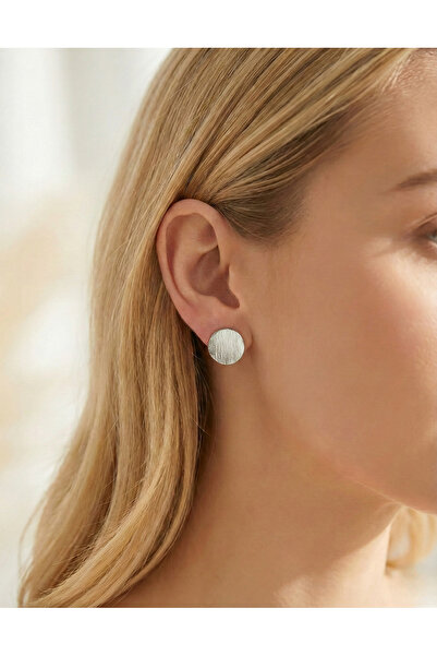 Candy Nuveria Desenli Gümüş Kaplama Yuvarlak Küpe