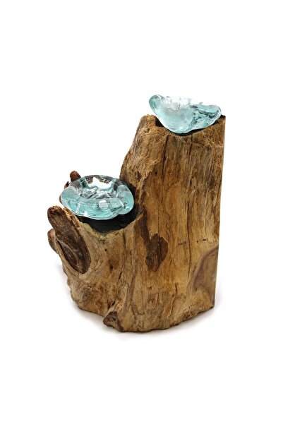 Namaruna Suport pentru două persoane pentru lumânări din sticlă topită pe lemn