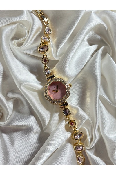 Mihristore Gold Pembe Taşlı Kadın Pinterest Saat Sevgililer Günü Hediyesi Saat