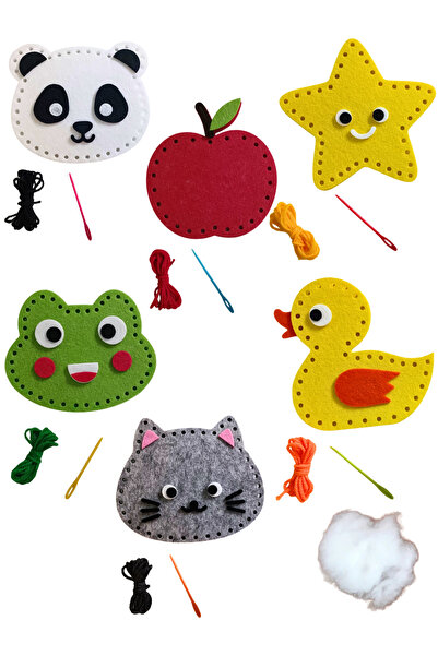 KECENGUZELTASARIM 6 Adet Kendin Yap Keçe Dikiş El Sanatları Seti, Okul Öncesi...