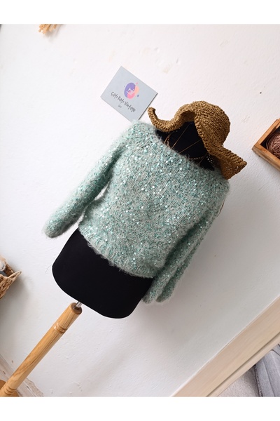 ÇATI KATI Vintage El Örgüsü Özel Tasarım Pullu Bluz