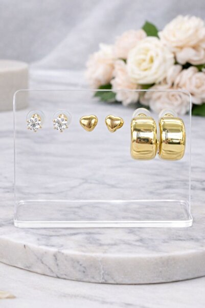 Vipfoni Gold Color 6-Piece Heart Hoop Earrings