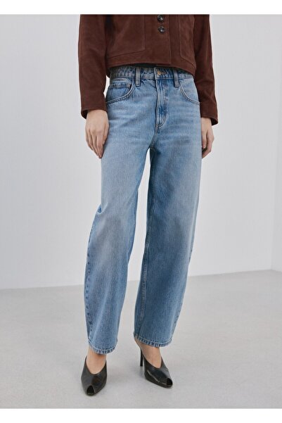 MANGO Woman Yüksek belli barrel jean pantolon