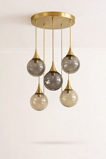 akyzlighting 5'li Glop Cam Sarkıt Eskitme Avize