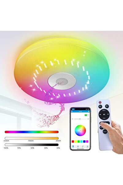 plentiful Akıllı Tavan Lambası 60W Kısılabilir, Bluetooth Hoparlör Uzaktan Ku...