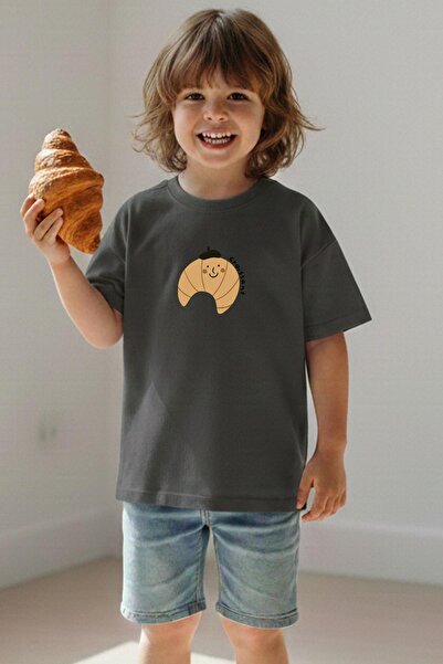 Monila Unisex Çocuk Pamuklu Bisiklet Yaka Baskılı T-Shirt