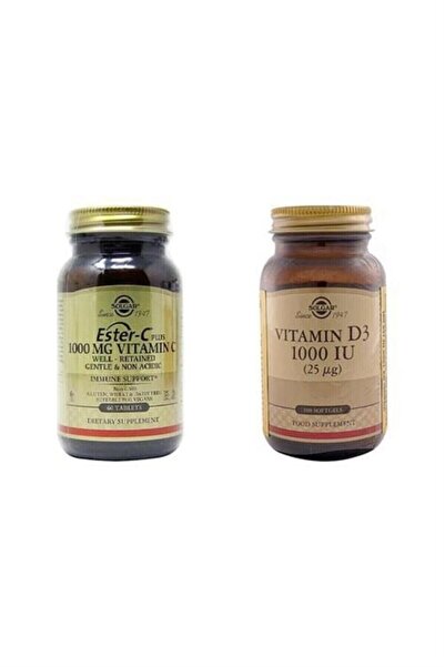 Solgar D3 1000 Iu 100 Capsules & Ester C 1000 Mg 60 Tb