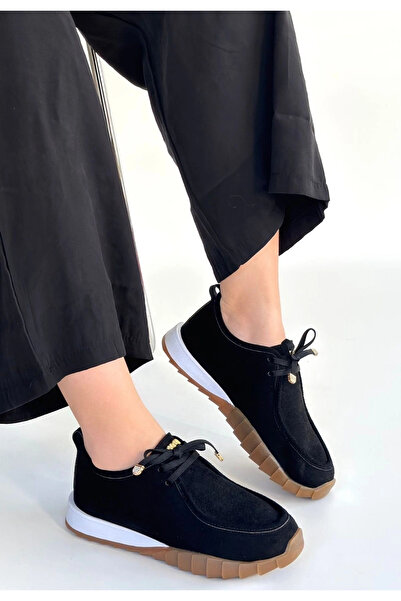 Alfanora Sier Black Suede Lace-Up Sneakers