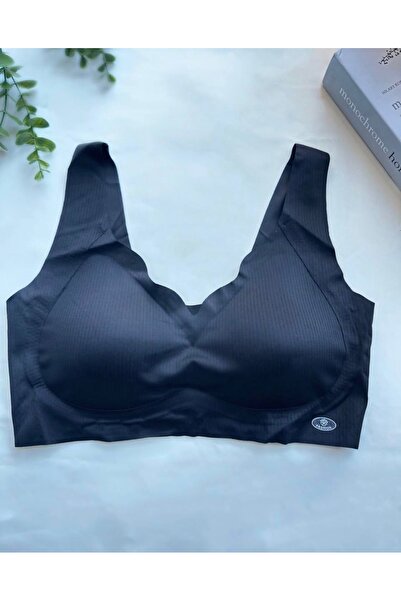 SİLVER MİRROR Laser Cut Padded Wide Strap Seamless Gathering Ghost Bralette Bra