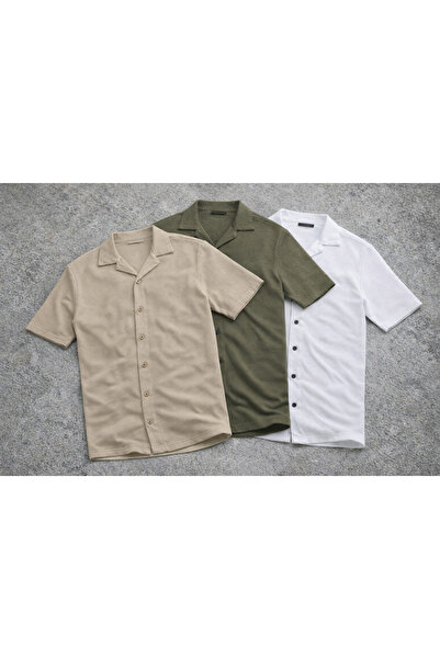 OTAKU Premium 3-Piece Economical Set Waffle Pattern Men's Shirts – Summer, Co...