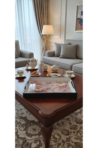 shop BSD Dekoratif Manolya Çiçek Baskılı Tepsi