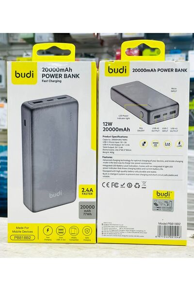 budi tasarım budi PB818B2 Power Bank with a capacity of 20000 mAh