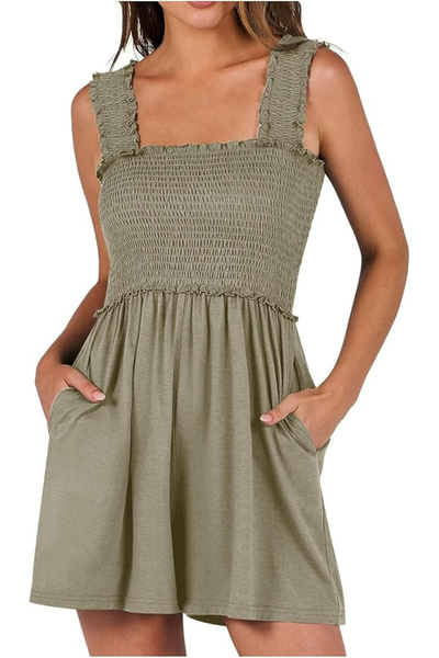 OEM Summer jumpsuit, short, airy, sleeveless, Cream 2XL