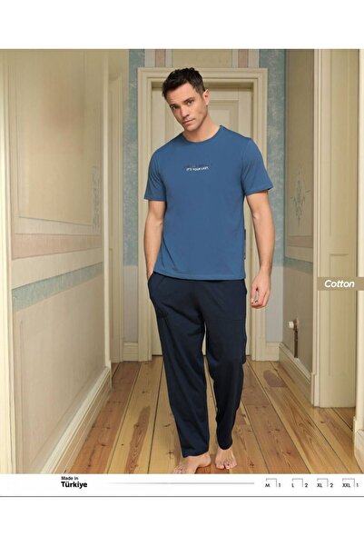 İpek Set de pijamale pentru bărbați, cu mânecă scurtă, decolteu tip crew, 100...