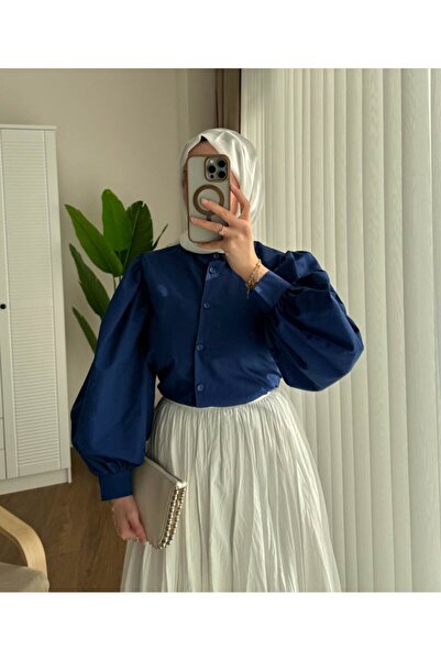 Trenddolabı Women's Skirt Top Balloon Sleeve Hijab Short Shirt