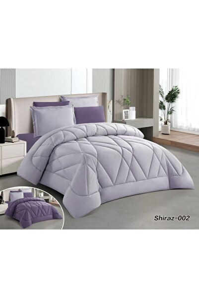 Afkar Albayet مفرش سرير مزدوج مايكروفايبر ساده 230*250- لحاف نفرين 6قطع