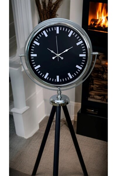 Nemere Chrome Prime Modern Tripod Stand Clock Nemerehome