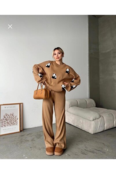 MADAM PARS Cute Panda Patterned Knitwear Set – 4 Color Alternative Combinations