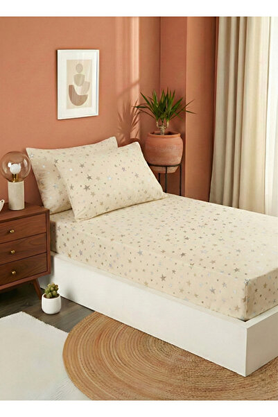 Shopyteks Single Elastic Sheet Set 100X200 Star Patterned 70% Cotton 57 Wire ...