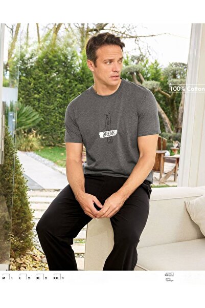 İpek Чоловічий комплект піжами з коротким рукавом та велосипедним коміром, 10...