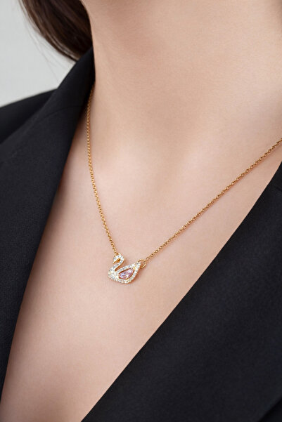 HOUSEKİ Pink Stone Swan Necklace