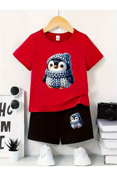 Cevval طقم تي شيرت وشورت جيب للأطفال