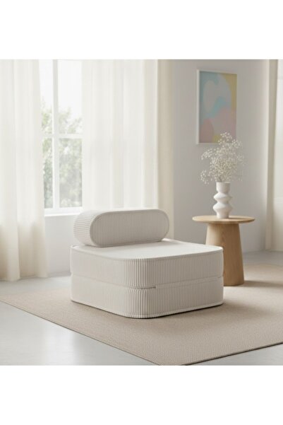 Puftic Solo Mat Modern Lüks Kadife Fitilli Berjer Katlanan Açılan Yatak