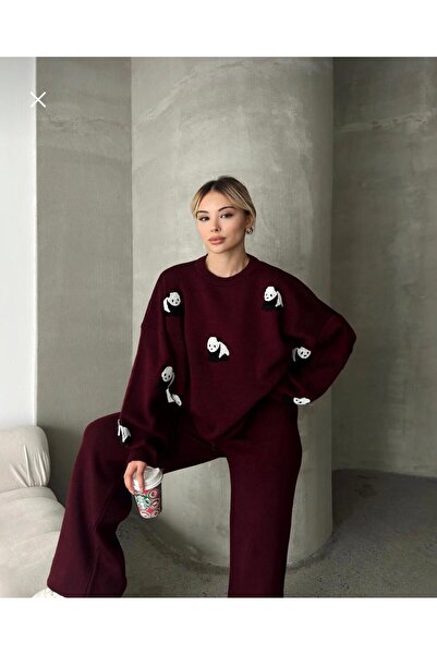 MADAM PARS Cute Panda Patterned Knitwear Set – 4 Color Alternative Combinations