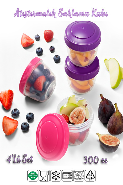 Ezupack Set of 4 Snack Food Yogurt Muesli Granola Carrying Diet Containers - ...