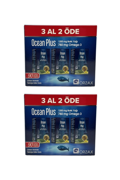 Ocean Orzax Ocean Plus اشتري 3 ادفع 2 زيت السمك 1200 ملغ 90 كبسولة (2 قطعة)